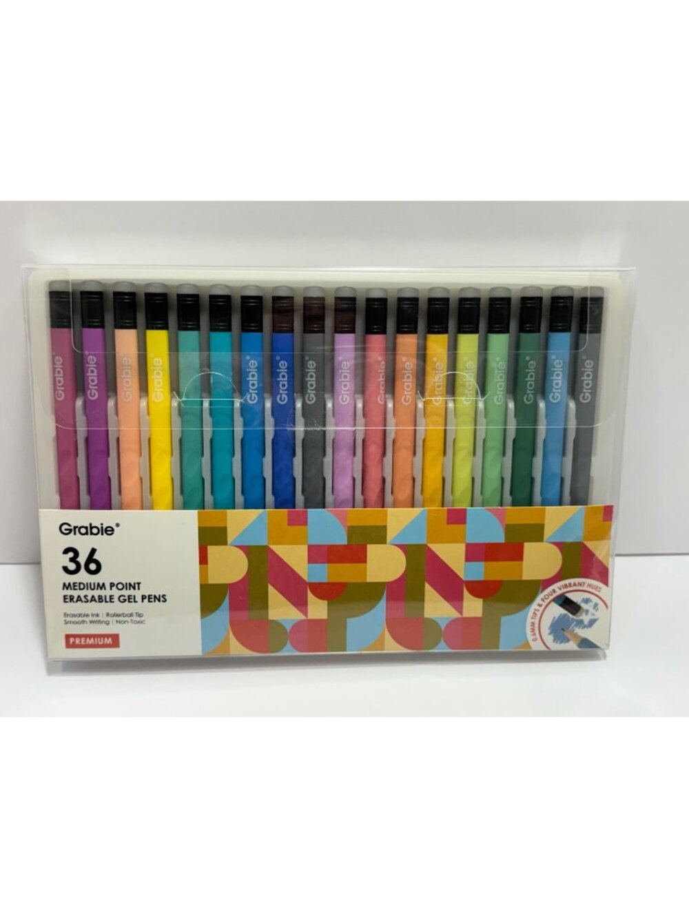 Grabie 36 Medium Point Erasable Gel Pens Set With Vibrant Colors & Smooth Writin
